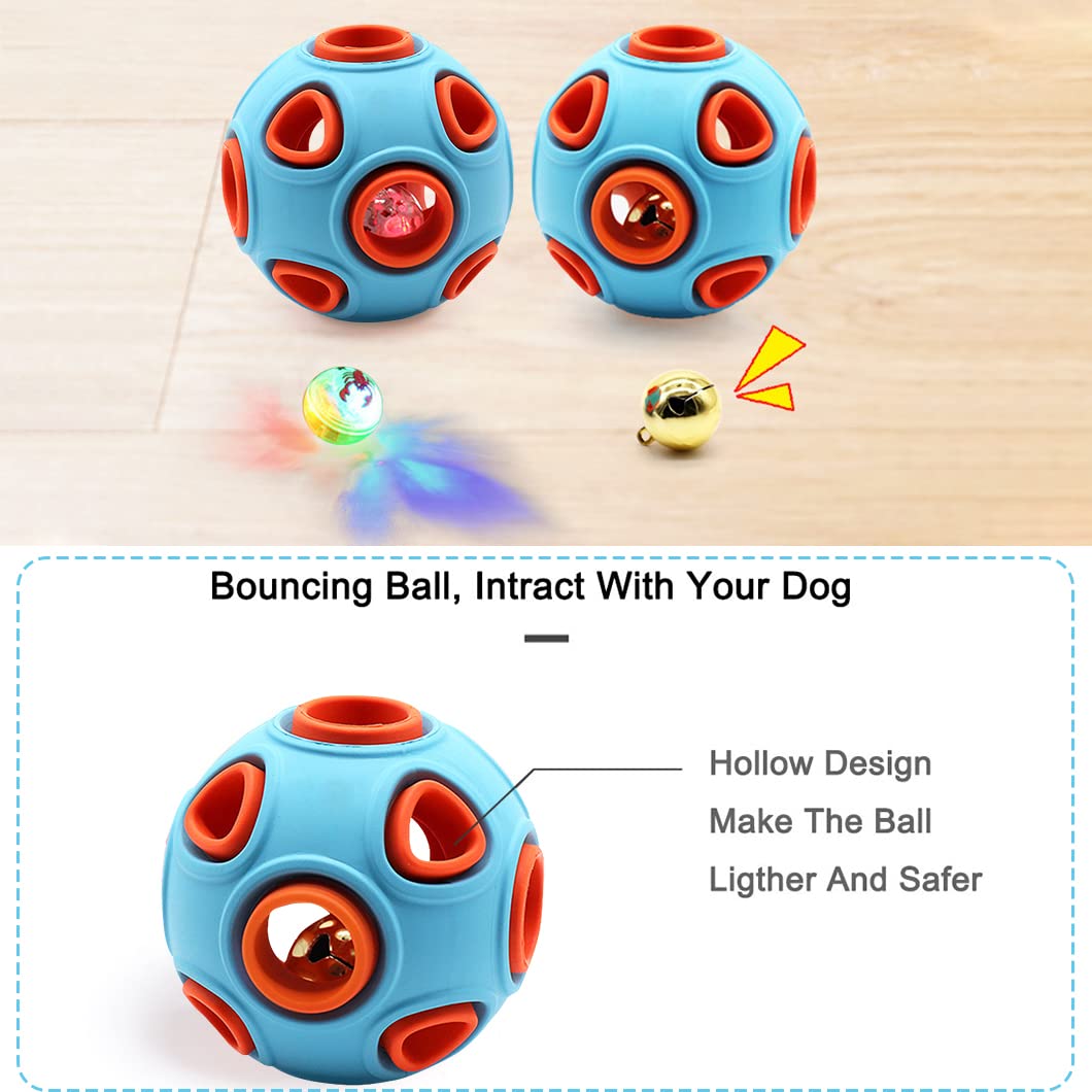 LED Flashing Interactive Dog Ball - Durable Chew Toy for Small, Medium & Large Dogs - Blue & Orange Roly Light Up Ball for Playtime & Training - Perfect for Indoor & Outdoor Fun
