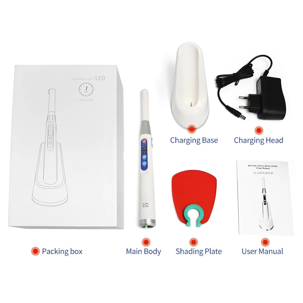 Professional White LED Curing Light for Dental Lab - Wireless, 1 Second Fast Cure, 50Hz Frequency - Perfect for Dental Restorations & Cosmetic Procedures