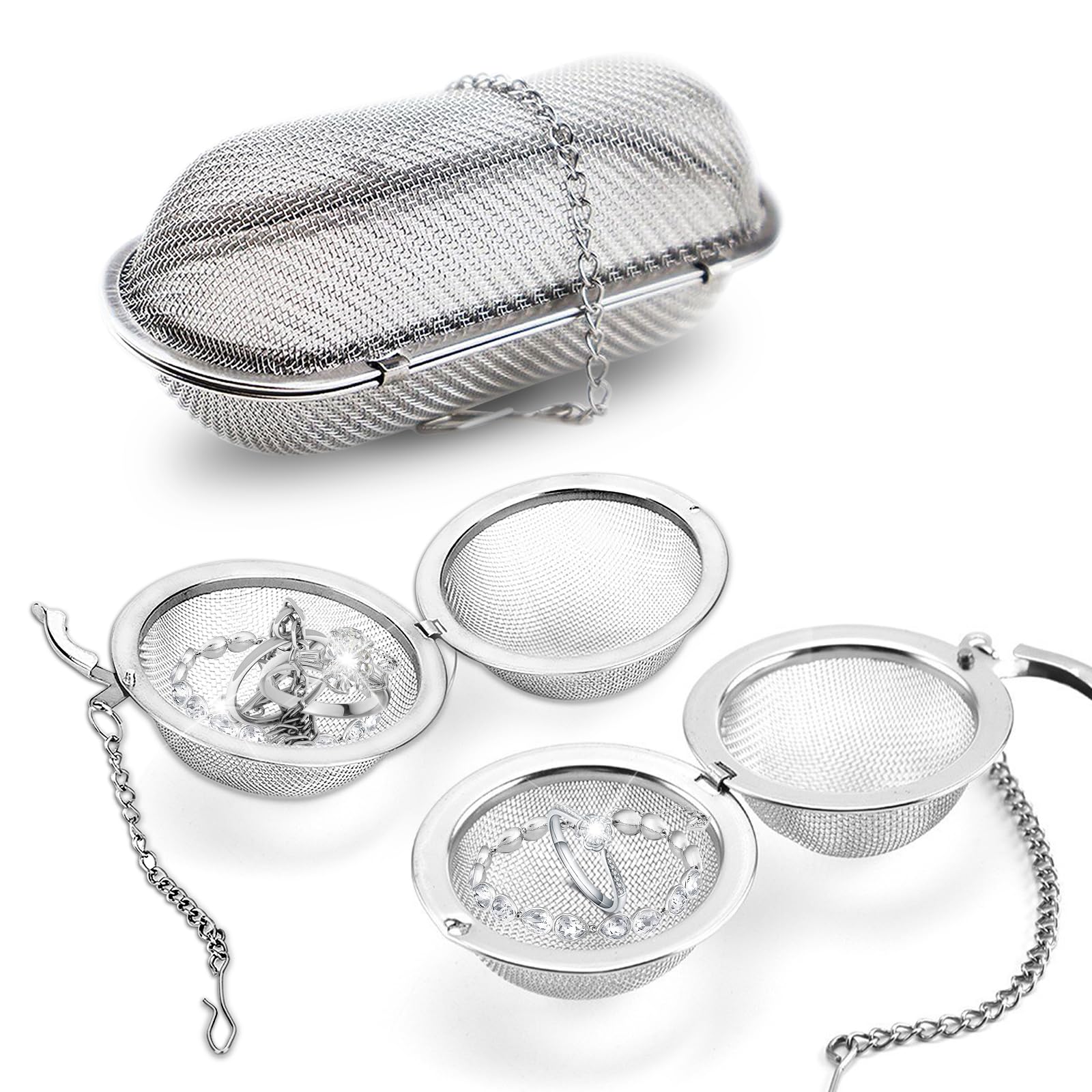 3-Pack Stainless Steel Parts Washer Basket for Ultrasonic Jewelry Cleaning - Durable Small Parts Organizer for Jewelry, Watches & Eyeglasses - Perfect for Home & Professional Use