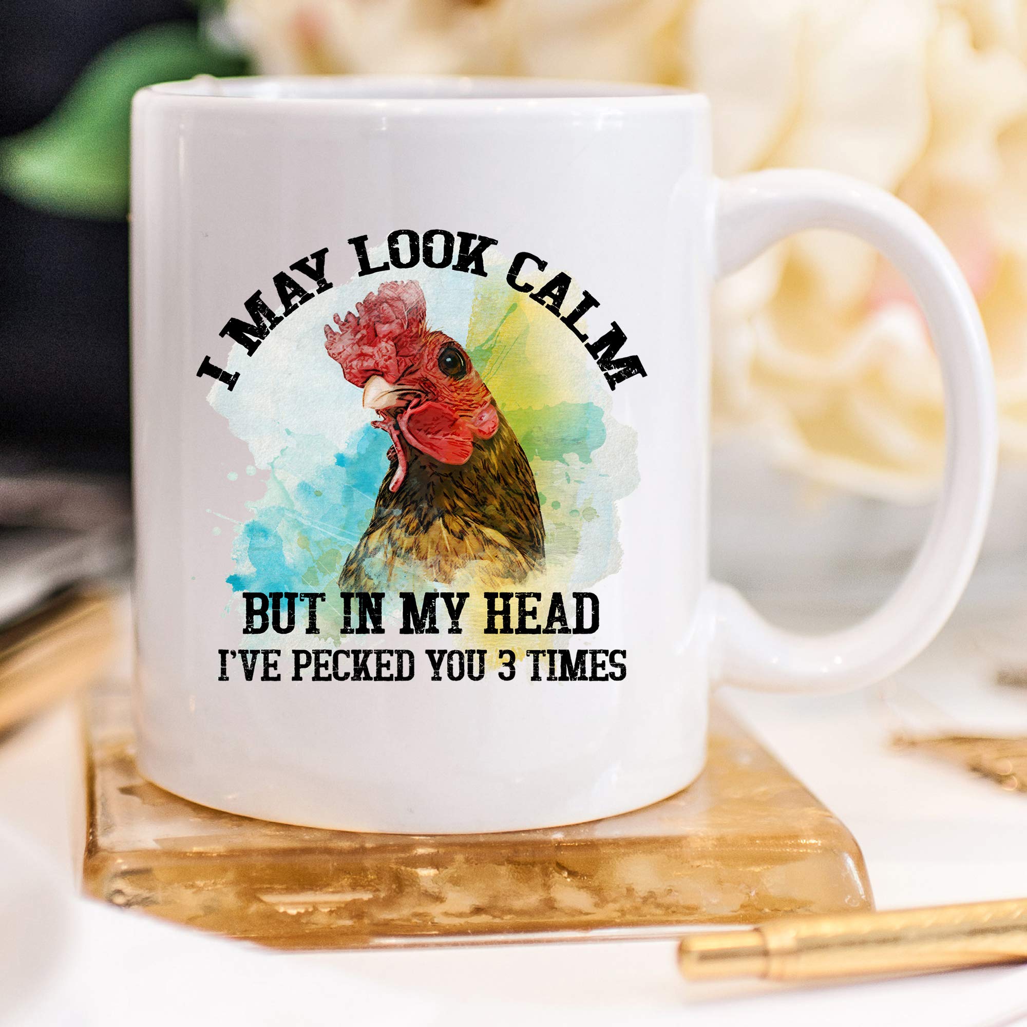 YouNique Designs 11oz Funny Chicken Mug for Coffee & Tea - Crazy Chicken Lady Gift, White Ceramic Cup - Perfect for Chicken Lovers, Farmhouse Kitchens & Themed Parties