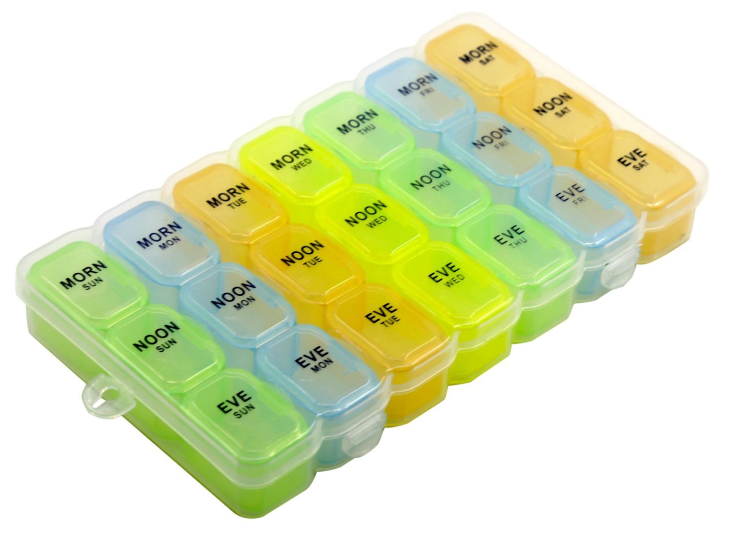 7-Day Weekly Pill Organizer Box with AM/PM Compartments - Daily Medicine & Vitamin Case for Travel, Home, or Work - 3 Compartments per Day (828)