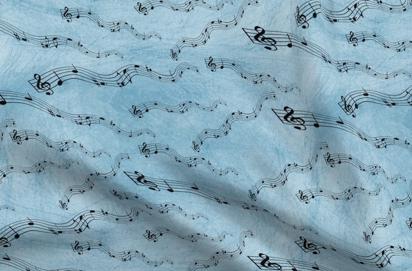Premium Spoonflower Fabric - Blue Music Notes Printed on Soft Minky Fabric by The Yard - Perfect for Sewing Baby Blankets, Quilt Backing & Plush Toys | DIY Nursery Decor & Cozy Home Projects