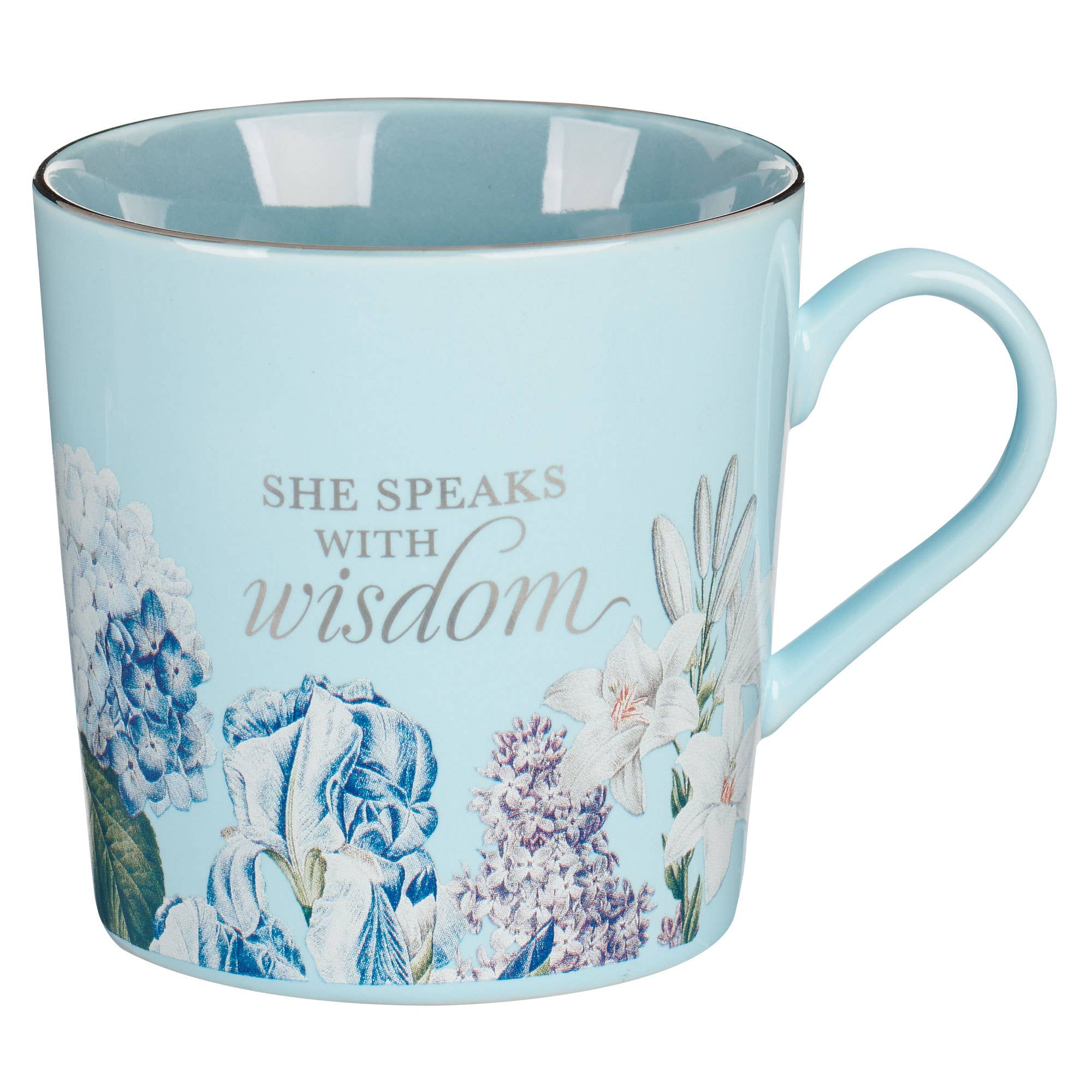 Blue Floral Wisdom Mug - Inspirational Coffee Cup with Motivational Quotes - Perfect for Tea, Coffee, or Hot Chocolate at Home, Office, or Gifts