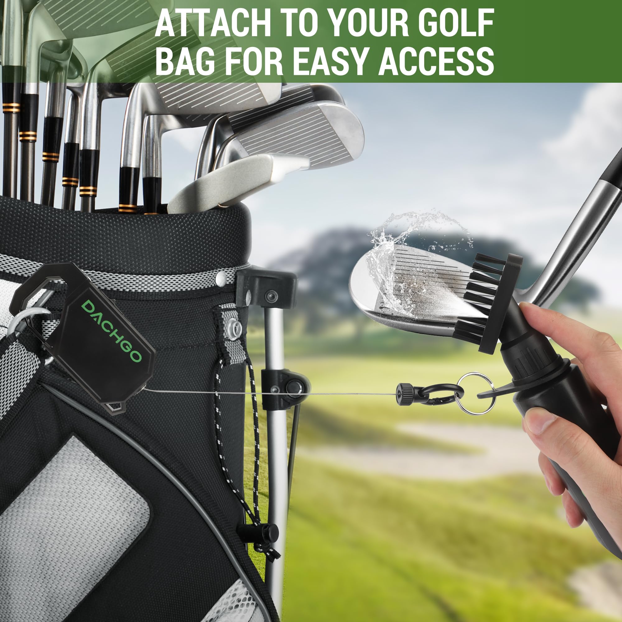 **Dachgo Pro Golf Club Cleaner Brush with Groove Sharpener Tool – Retractable Water Brush with Locking Clip & 4 oz Squeeze Bottle – Best Golf Accessories & Gifts for Men & Women – Perfect for Cleaning Clubs on the Course or at Home**