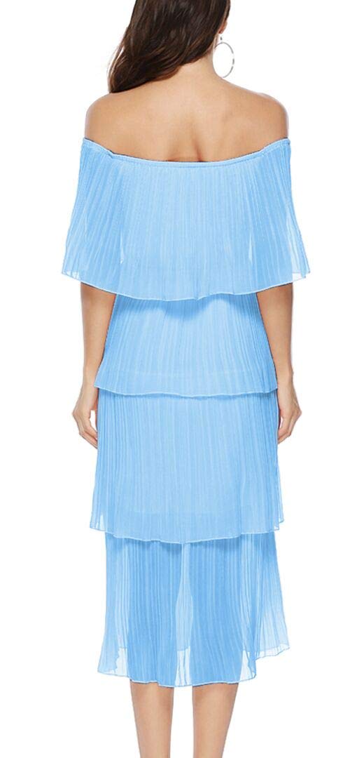 ETCYY Women's Off Shoulder Ruffled Chiffon Maxi Dress for Summer Wedding Guest, Beach Party & Casual Wear - Flowy Loose Fit Long Dress for Special Occasions