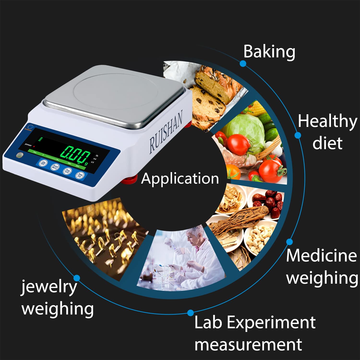 High Precision 5000g x 0.01g Digital Analytical Balance Scale - Scientific Lab Weighing for Jewelry, Pharmacy & Chemistry - Accurate Gram Scale for Industrial & Laboratory Use