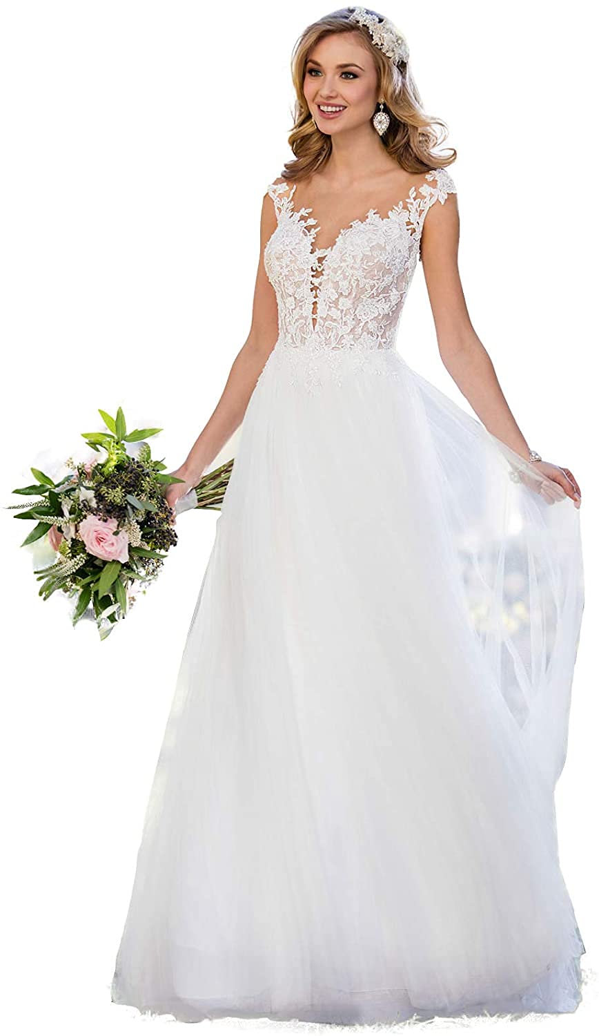 2022 Lace Boho Beach Wedding Dresses for Women - Romantic Lover Kiss Bridal Gowns for Beach, Garden & Destination Weddings