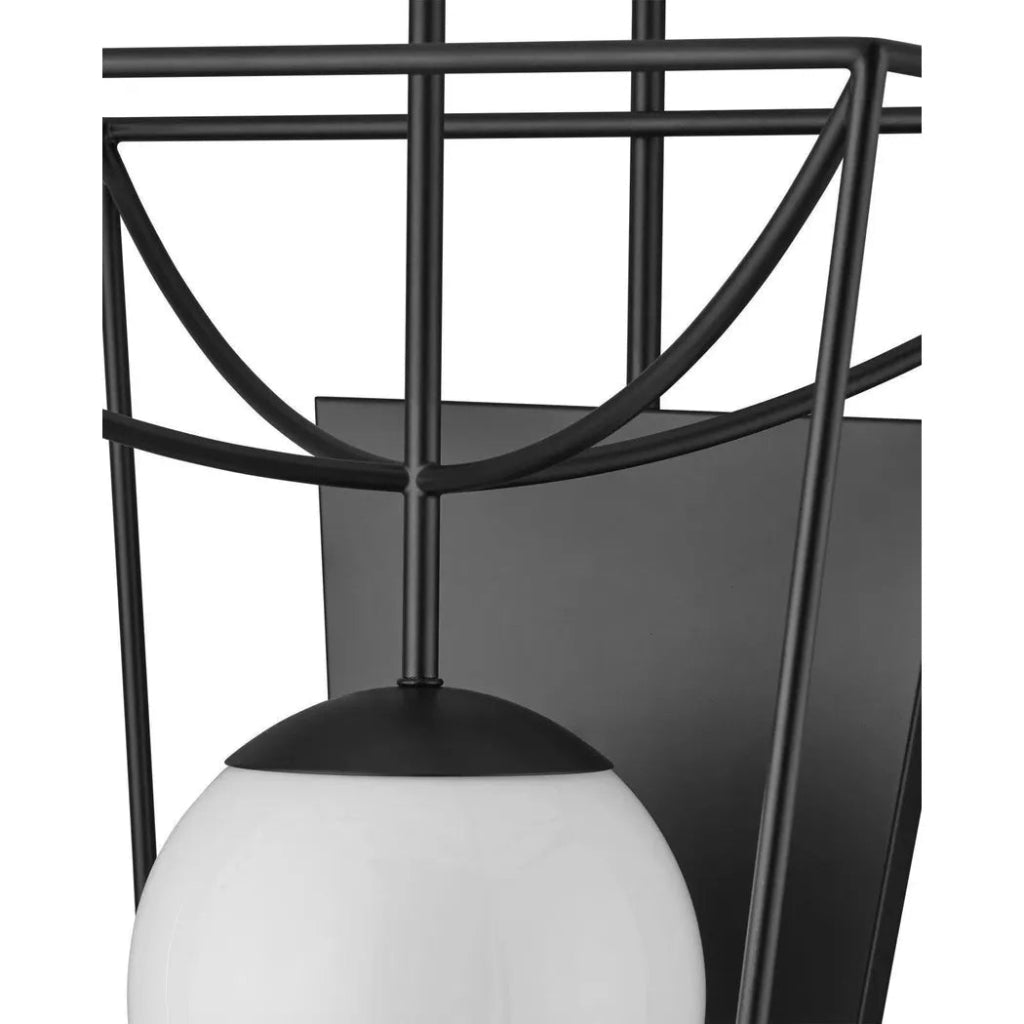 Rochefort 31-Inch Black Metal and Glass Wall Sconce - Modern Lighting Fixture for Living Room, Bedroom, or Hallway Decor