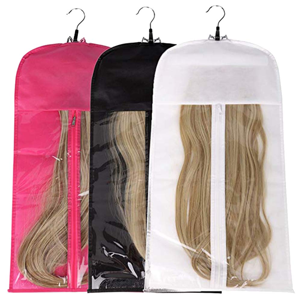 Durable Hair Extensions Storage Bag with Wooden Hanger - for Travel & Salon Use