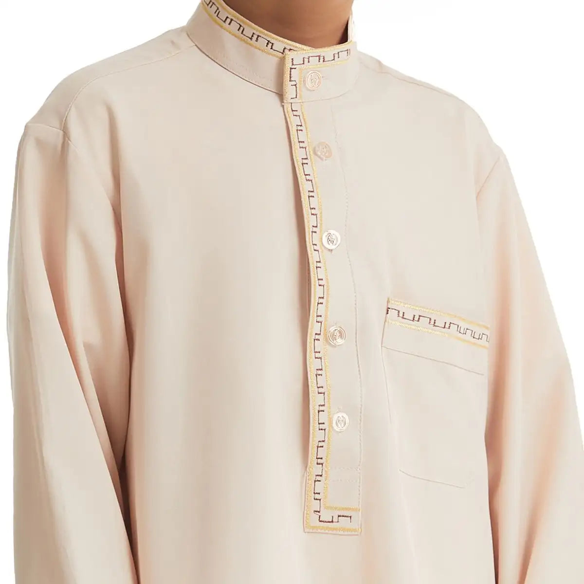 Stylish Middle Eastern Arab Boy Thobe Thawb with Pockets - Perfect for Eid, Weddings & Special Occasions