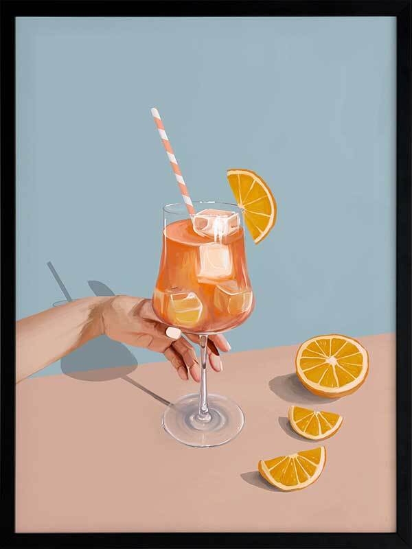 Aperol Spritz Framed Art Print - Italian Cocktail Wall Decor for Bar, Kitchen & Dining Room - Perfect for Home & Restaurant Decor