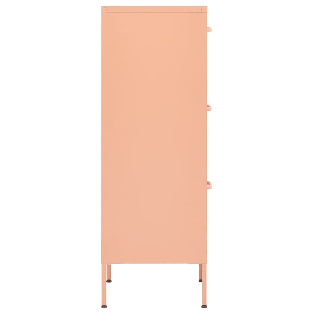 vidaXL 4-Drawer Steel Storage Cabinet - Freestanding File Cabinet with Lock, Pink, for Office, Home, or Classroom Organization