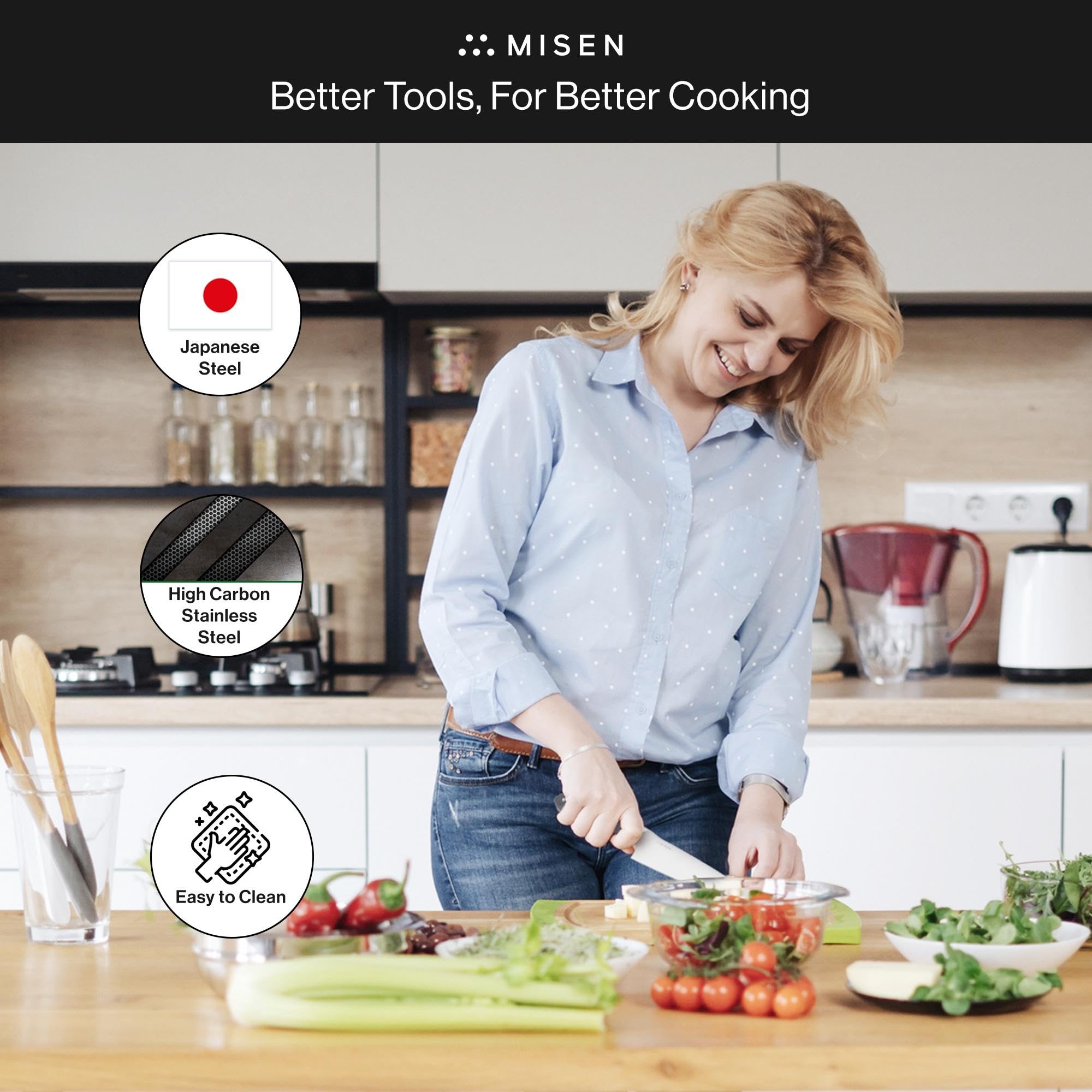 Misen Ultimate 6.8 Inch Chef's Knife - Professional Japanese Stainless Steel Kitchen Knife with High Carbon German-Japanese Hybrid Blade - Perfect for Slicing, Dicing & Food Prep - Ideal for Home Chefs & Culinary Enthusiasts