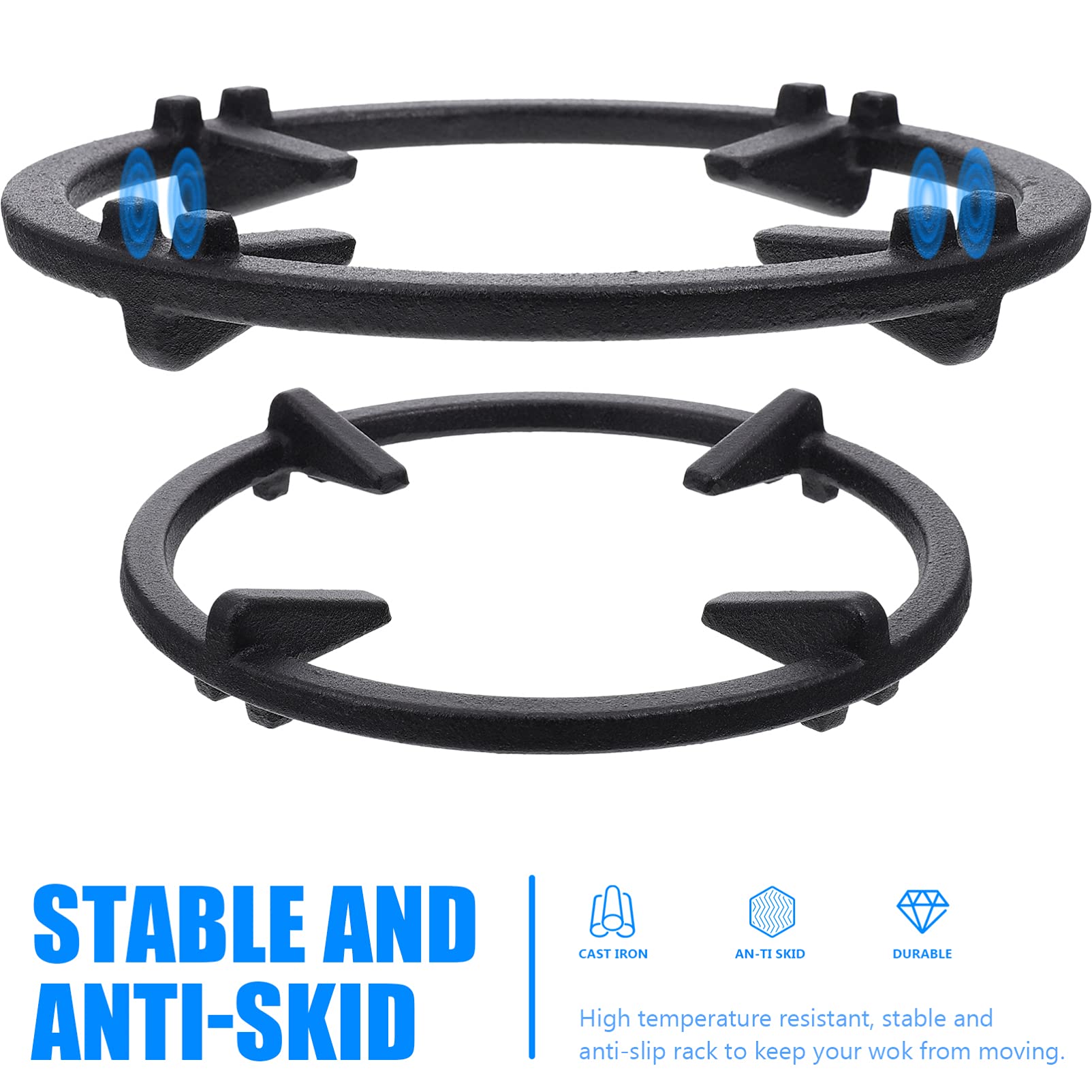 Sturdy Steel Wok Ring Holder for Gas Stove - Heavy Duty Cast Iron Cooktop Trivet, Wok Focus Ring & Griddle Accessories - Perfect for Stir Fry, Deep Frying & Asian Cooking