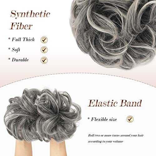 Large Curly Hair Bun Scrunchie Extension - Perfect for Ponytails, Updos & Everyday Hairstyles