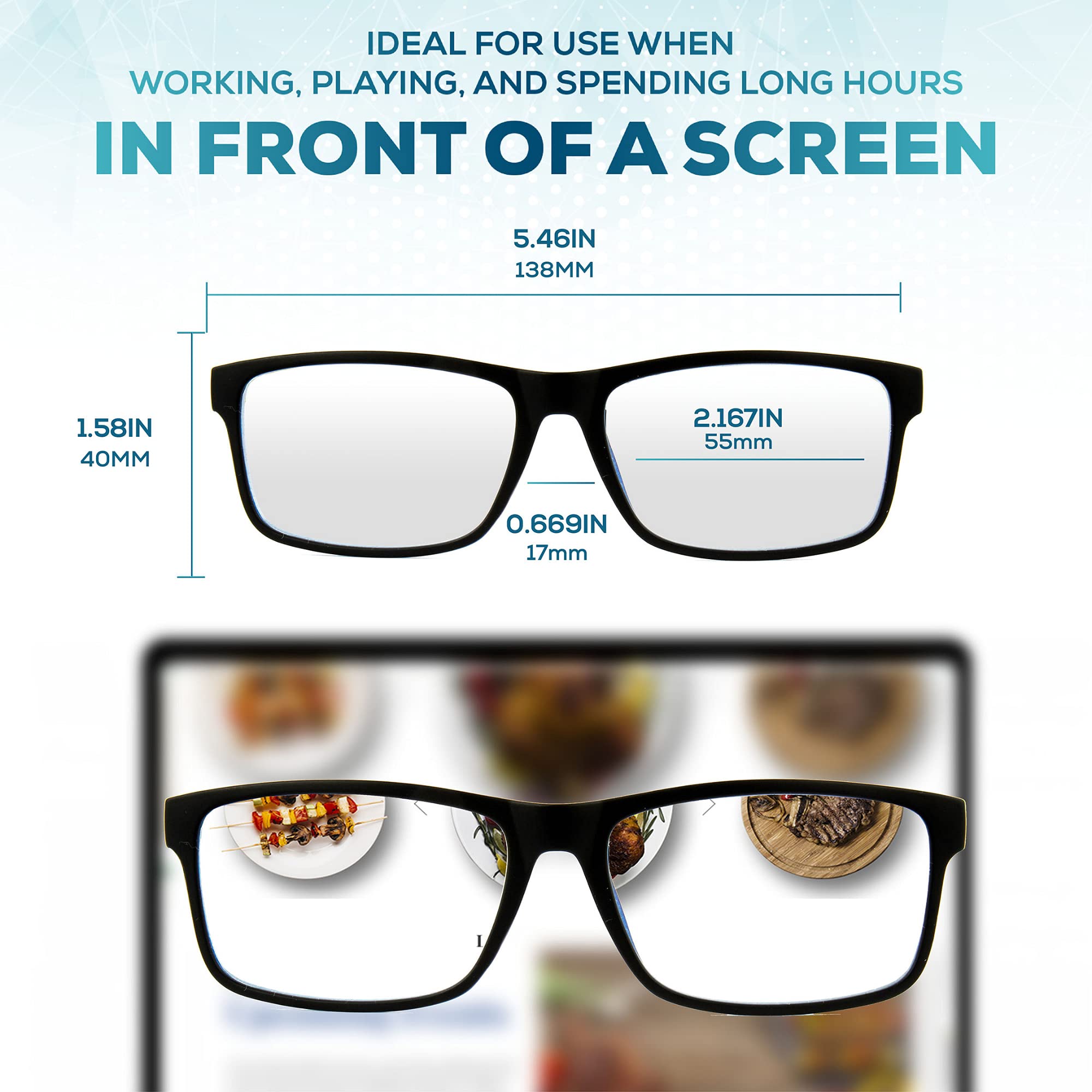 2 Pack Blue Light Blocking Glasses for Computer & Gaming - Anti Eye Strain, Headache Relief Glasses for Screen Time, Work & Night Use - UV Protection Glasses for Gamers, Office Workers & Students