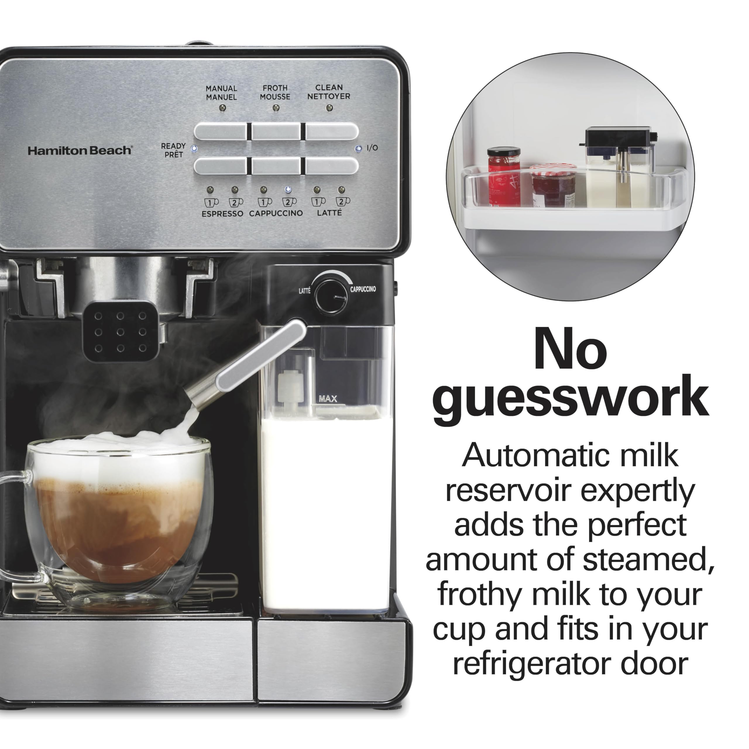 Hamilton Beach 40750 Slide & Lock Espresso Machine - 15 Bar Pump Coffee Maker with Milk Frother for Café-Quality Cappuccino & Latte - 70oz Removable Water Tank - Black | Perfect for Home Baristas & Coffee Lovers (Office, Kitchen, Breakfast Nook)
