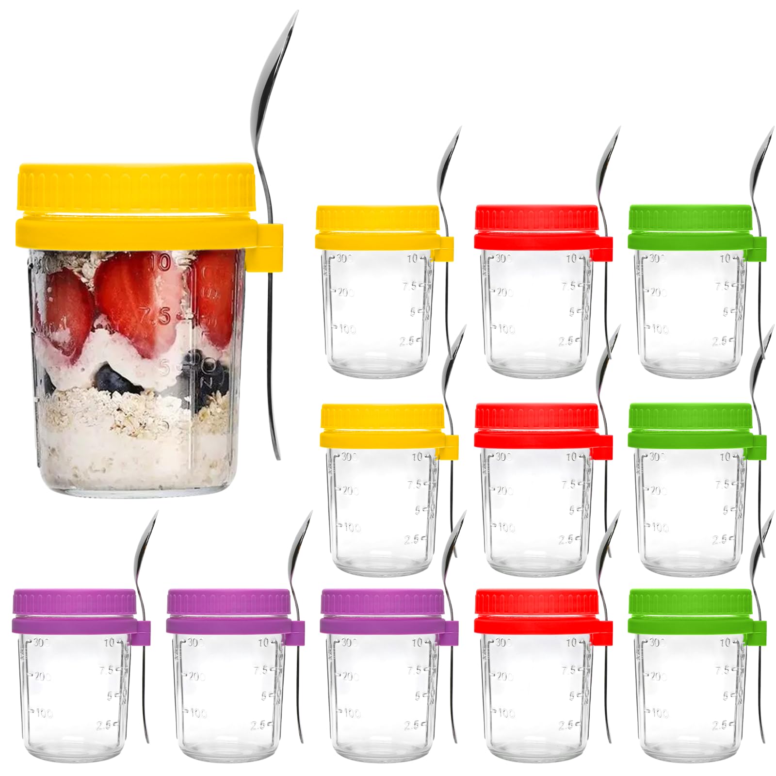 16 oz Mason Jars with Lids - 12 Pack Airtight Glass Containers for Overnight Oats, Yogurt, Pudding & Salad Dressing | Perfect for Meal Prep, DIY Gifts, Wedding Favors & Party Decor | BPA-Free Reusable Storage Jars for Kitchen & Pantry Organization