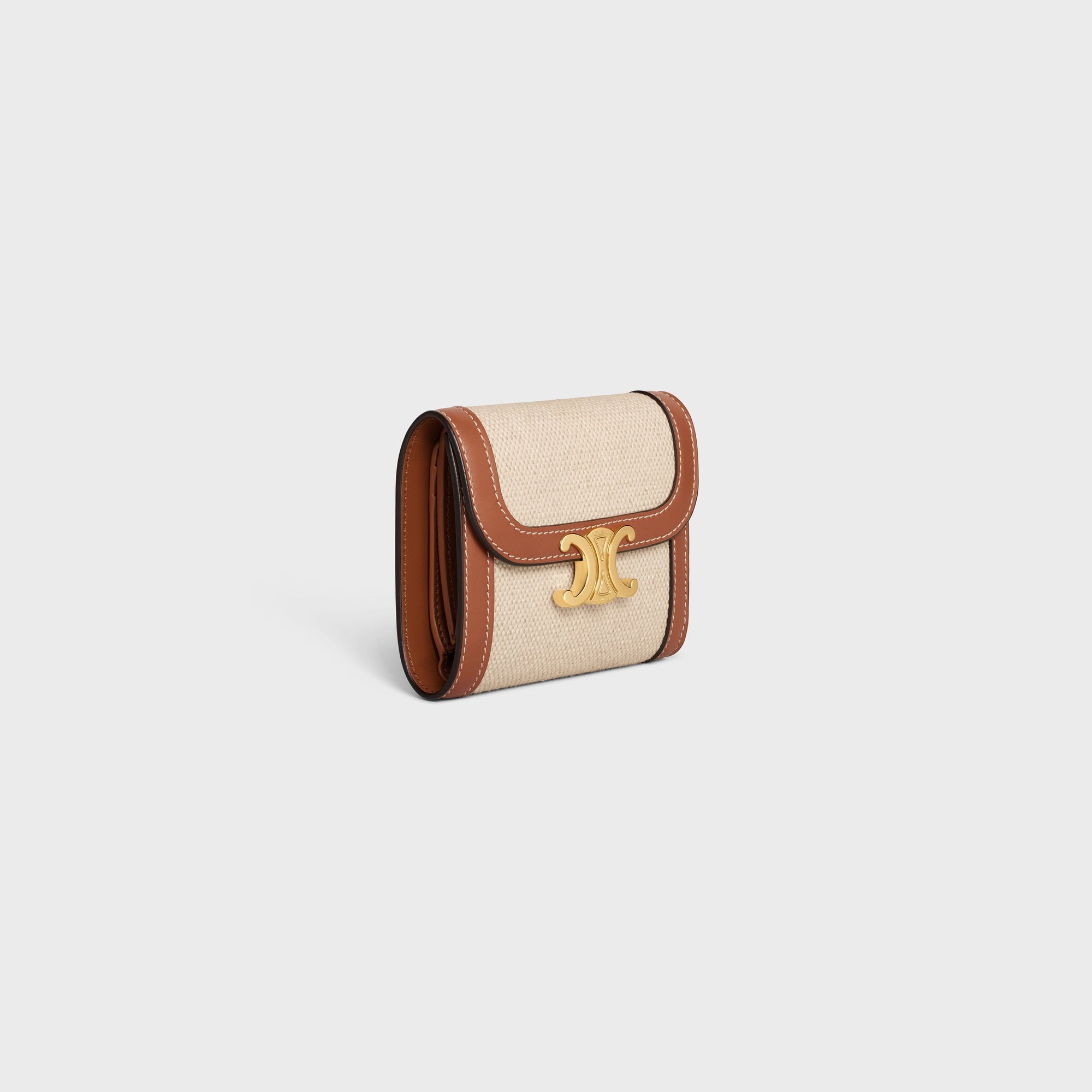 Celine Small Flap Wallet Triomphe in Textile and Calfskin - Stylish & Durable Designer Wallet for Women | Perfect for Everyday Use, Travel & Gift Giving