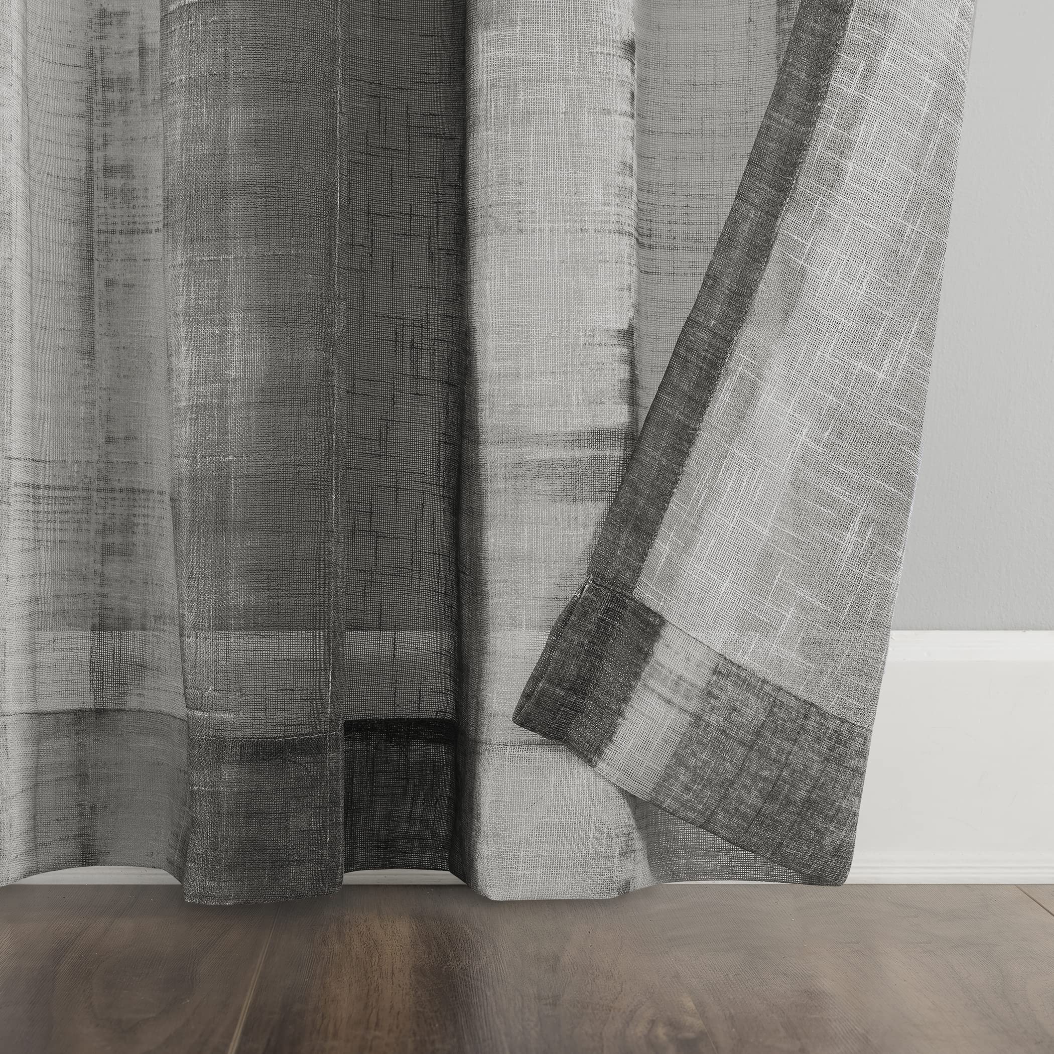 Archaeo Shibori Stripe Raw Texture Linen Blend Rod Pocket Curtain - 50