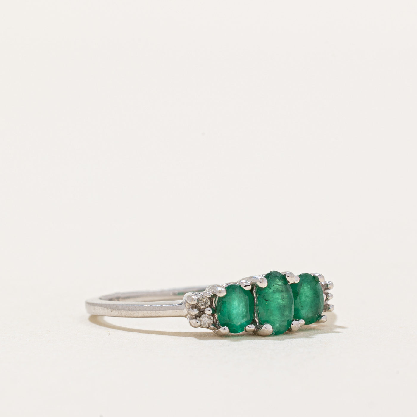 Emerald and Diamond Ring - 0.50ctw Emerald with 0.02ctw Diamonds - Size 7 - Elegant Wedding, Engagement & Anniversary Jewelry Gift for Women