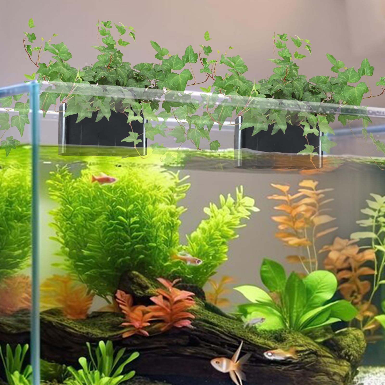 2 PCS Aquarium Plant Holder - Top Hanging Fish Tank Plant Pots for Aquatic Plants | Perfect for Aquascaping, Betta Fish Tanks & Water Feature Decoration