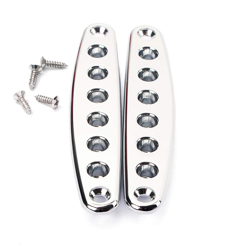 Alnicov Chrome Guitar Mounting Ferrules - Through Body String Bushing Metal Plate Replacement Parts for Bass Guitar | Perfect for DIY Guitar Repair & Upgrades