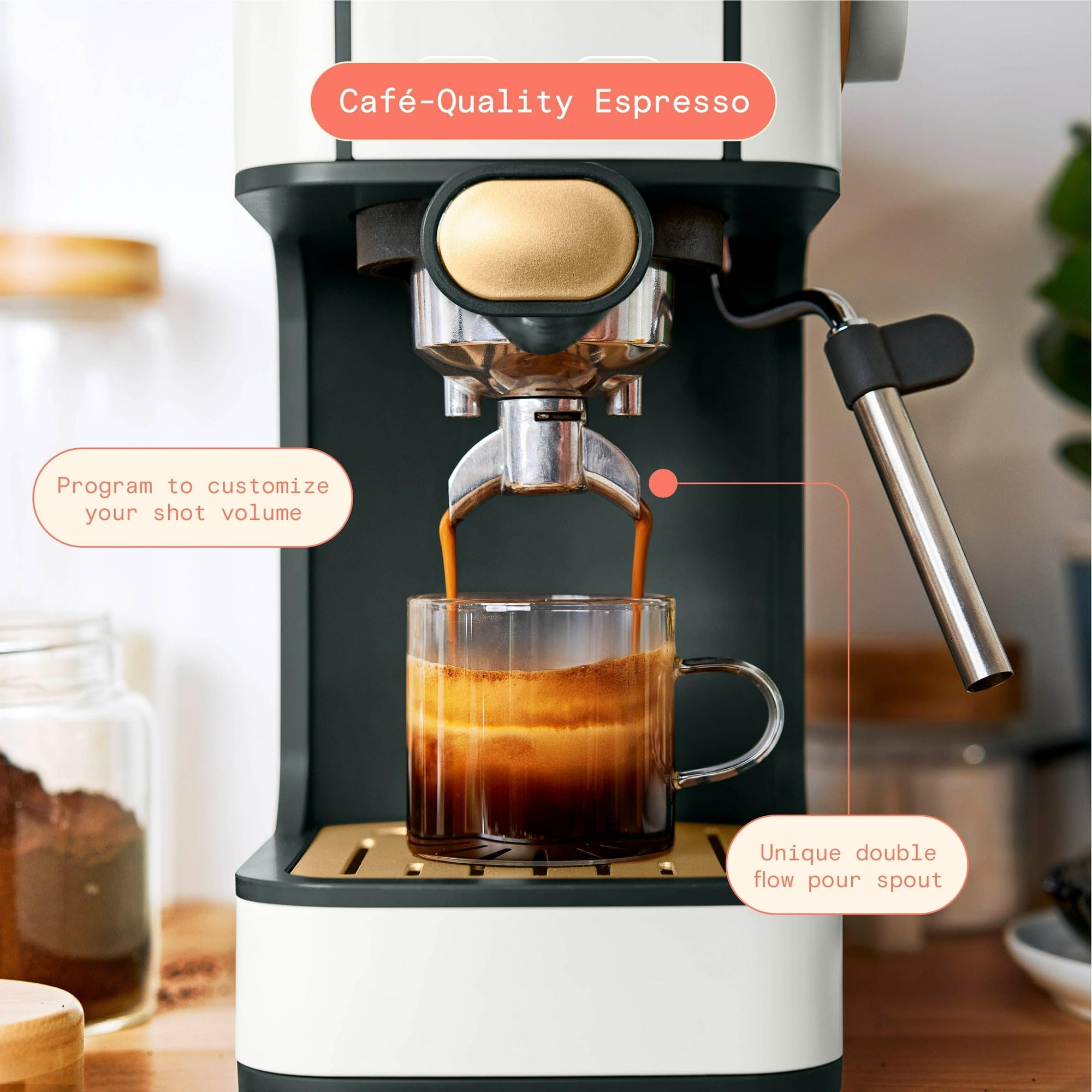 Drew Barrymore Beautiful Slim Espresso Machine - 20 Bar Pressure Coffee Maker, Compact & Stylish White Icing Design for Home, Office & Small Kitchens | Perfect for Espresso Lovers & Small Spaces
