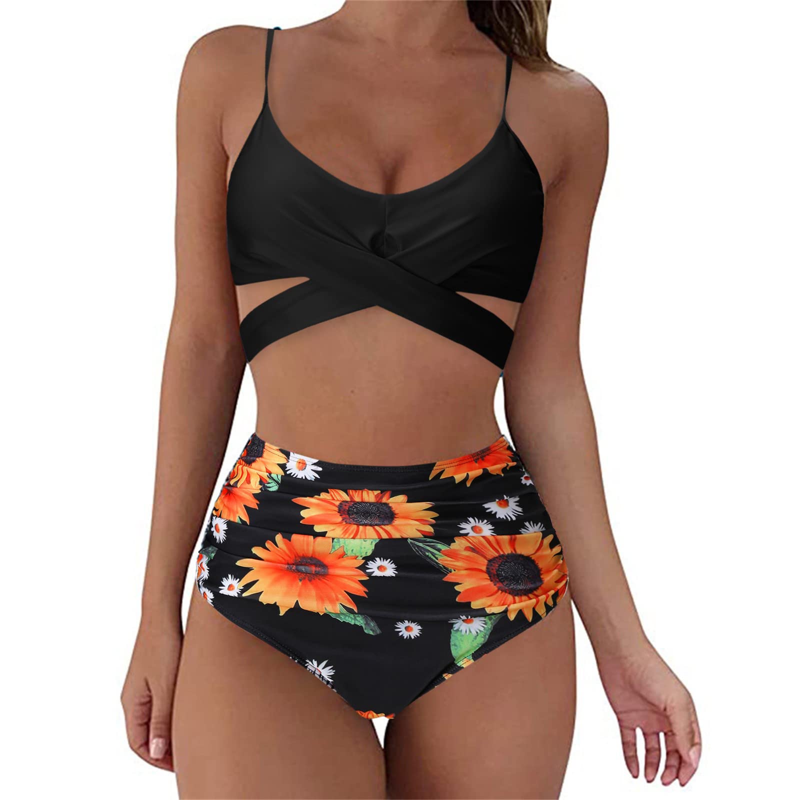 Vintage High Waist Retro Wrap Bikini Set - Halter Swimsuit with Matching Cover Up for Women | Beach, Pool & Summer Vacation Outfits