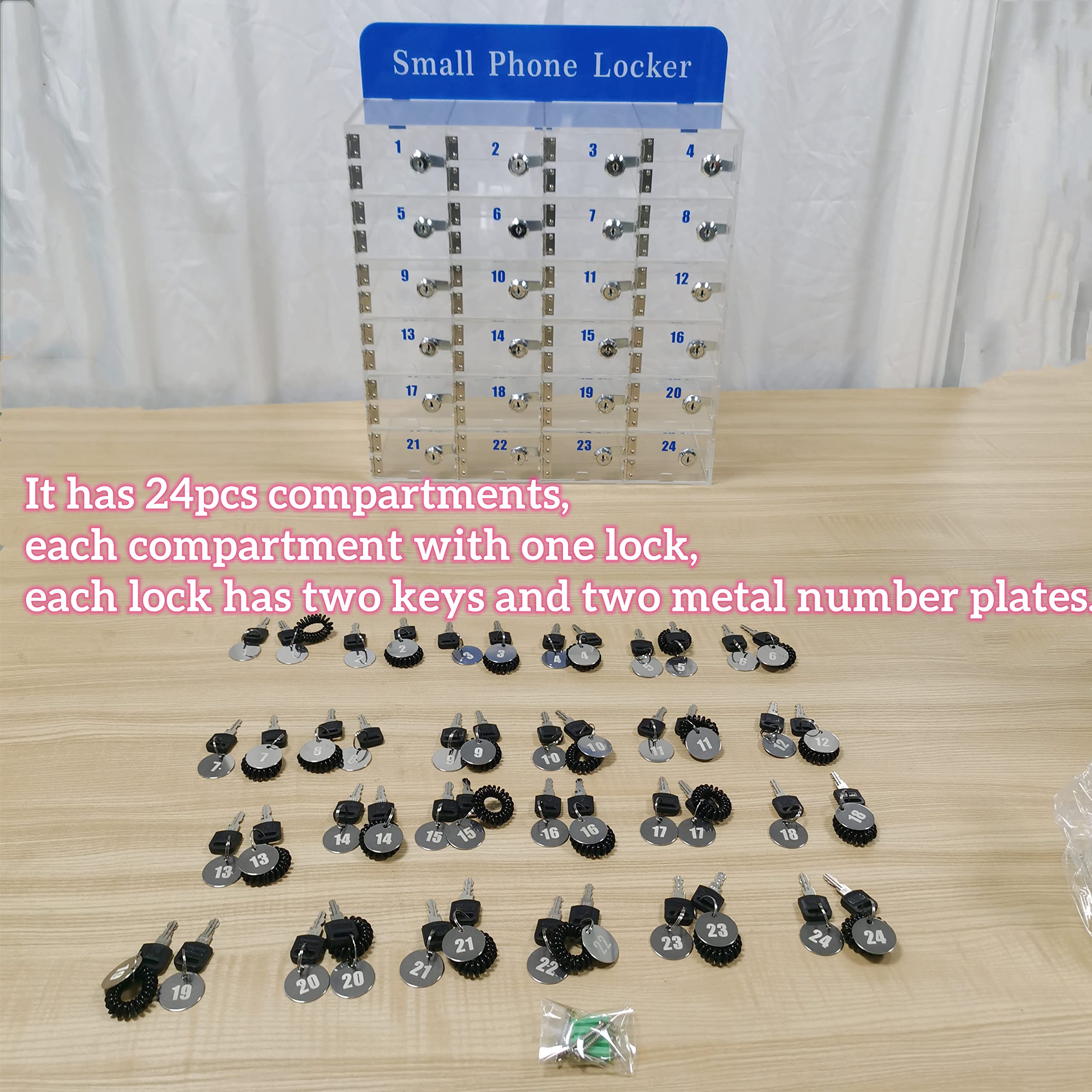 24-Slot Clear Plastic Phone Storage Locker - Transparent Cell Phone Organizer Cabinet for Classroom, School & Office - Perfect for Device Management in Educational, Workplace & Public Spaces