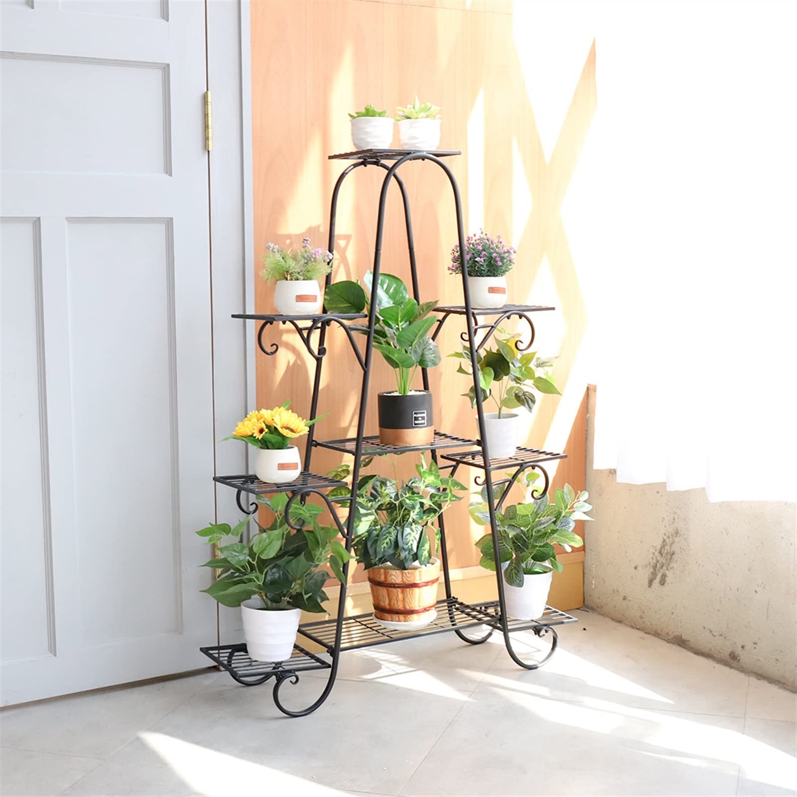9-Tier Metal Flower Stand for Indoor & Outdoor Use - Multi-Layer Plant Shelf for Potted Plants, Balcony, Lawn, Patio & Garden Decor