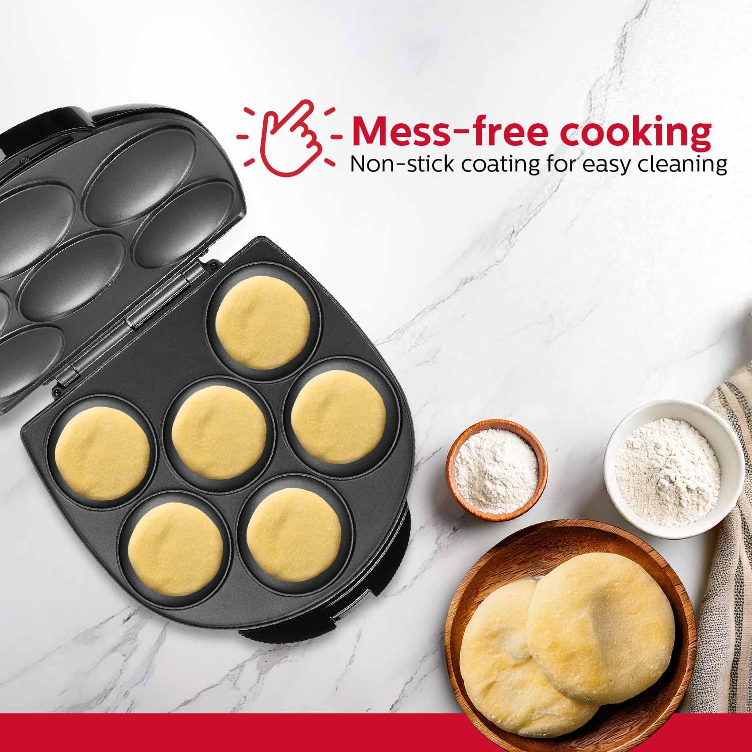 Holstein Housewares Non-Stick 6-Section Arepa Maker - Perfect for Arepas, Pancakes, Corncakes & Tosti Arepa - Easy-to-Use Electric Griddle - 6-Piece Set in Black - Ideal for Breakfast, Brunch & Latin American Cuisine