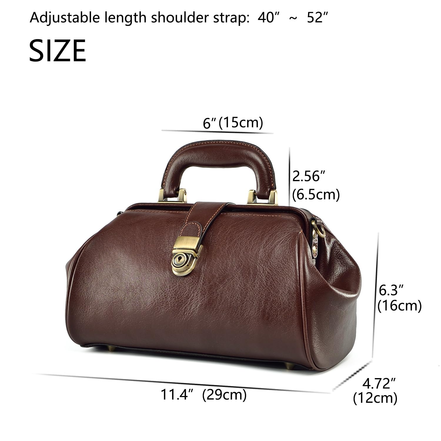 Genuine Leather Women's Shoulder Bag - Retro Doctor Style Handmade Cowhide Buckle Purse for Work, Travel & Everyday Use