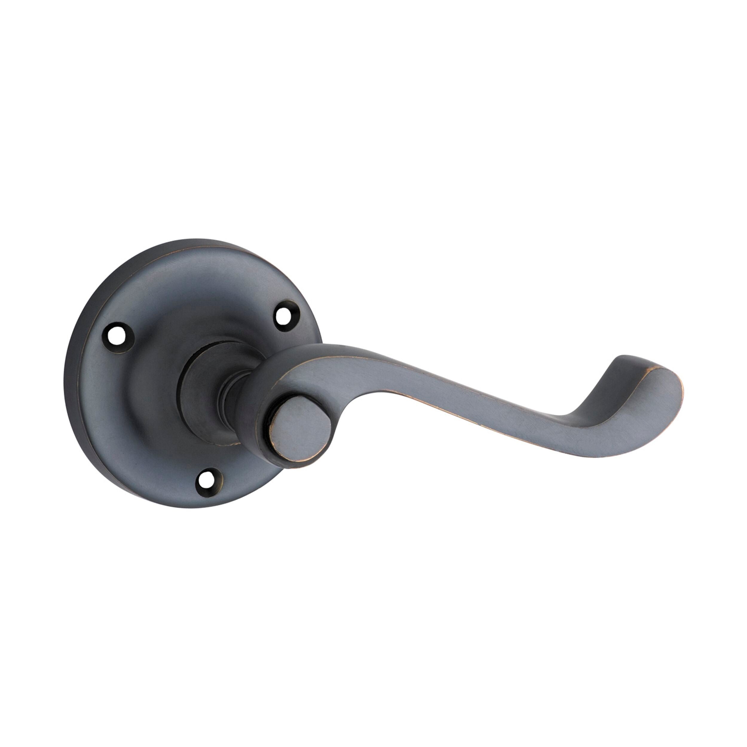 1017 Milton Round Rose Door Lever Pair - Antique Copper Finish - D63xP68mm - Perfect for Vintage & Classic Home Interiors