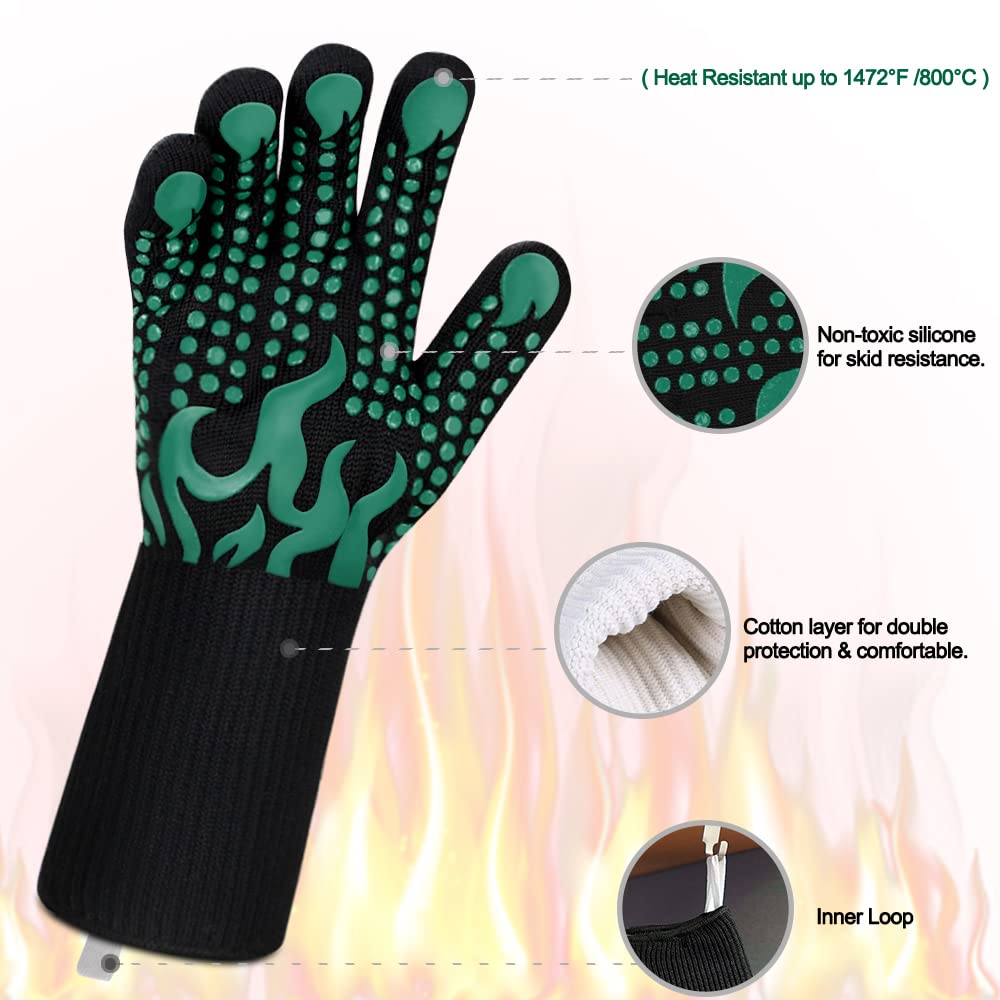 Comsmart Heat Resistant BBQ Gloves - 1472°F Silicone Oven Mitts for Grilling, Baking & Cooking | Non-Slip Kitchen Gloves for Barbecue, Meat Handling & Outdoor Cooking