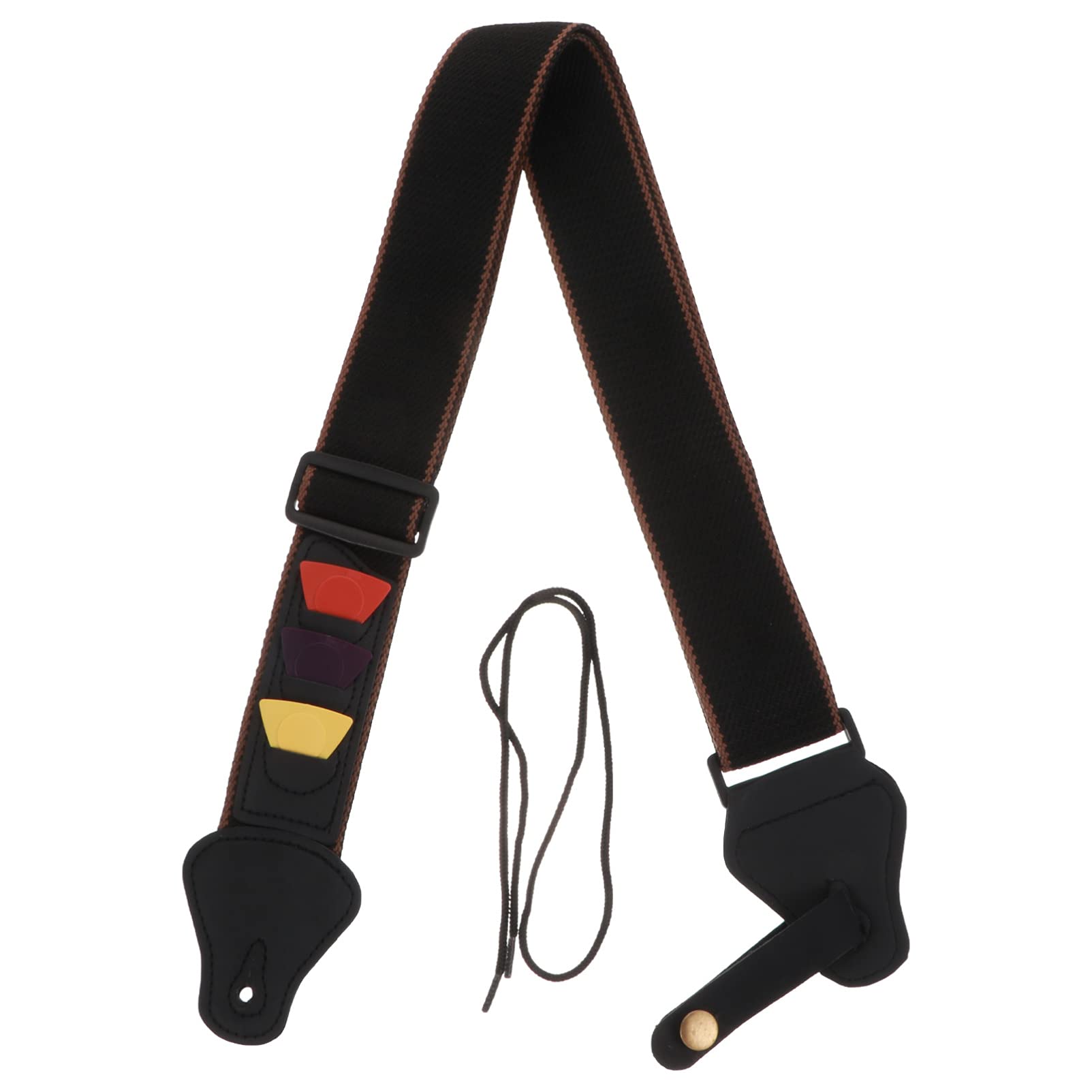 Milisten Adjustable Guitar Strap - Cotton Braided Ukulele/Bass/Banjo Strap with Picks - Comfortable & Secure Headstock Design for Electric/Acoustic Guitars - Perfect for Live Performances, Practice & Travel