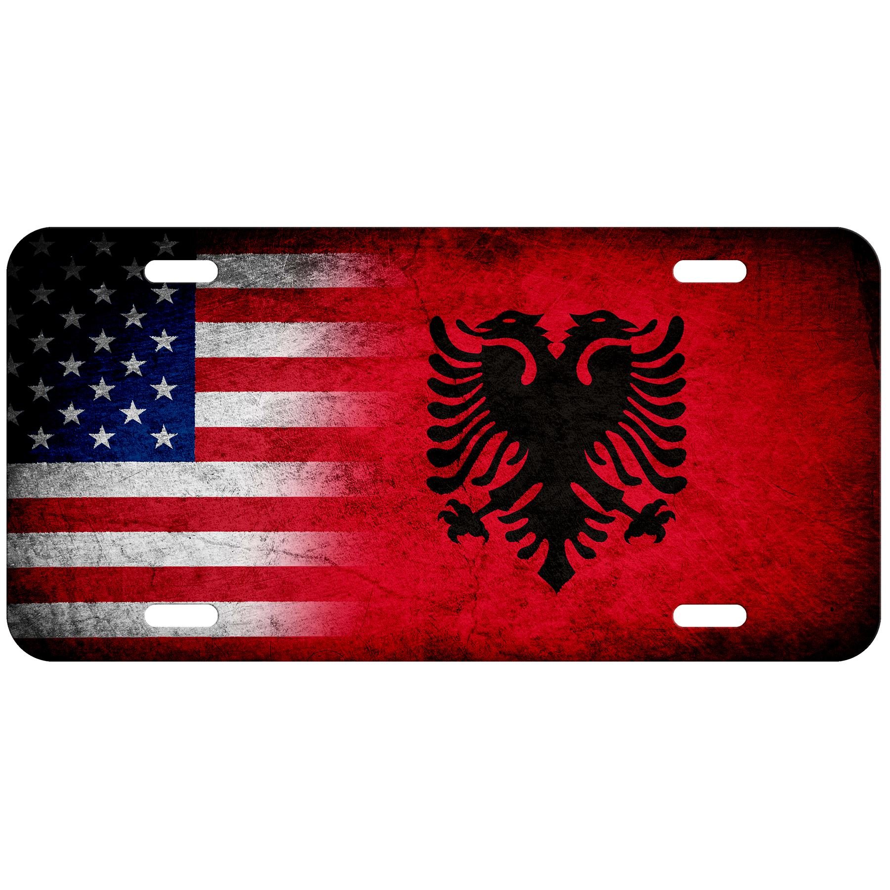 Albanian Flag Aluminum License Plate - Rustic Style USA Made - Perfect for Cars, Trucks, and Motorcycle Decoration