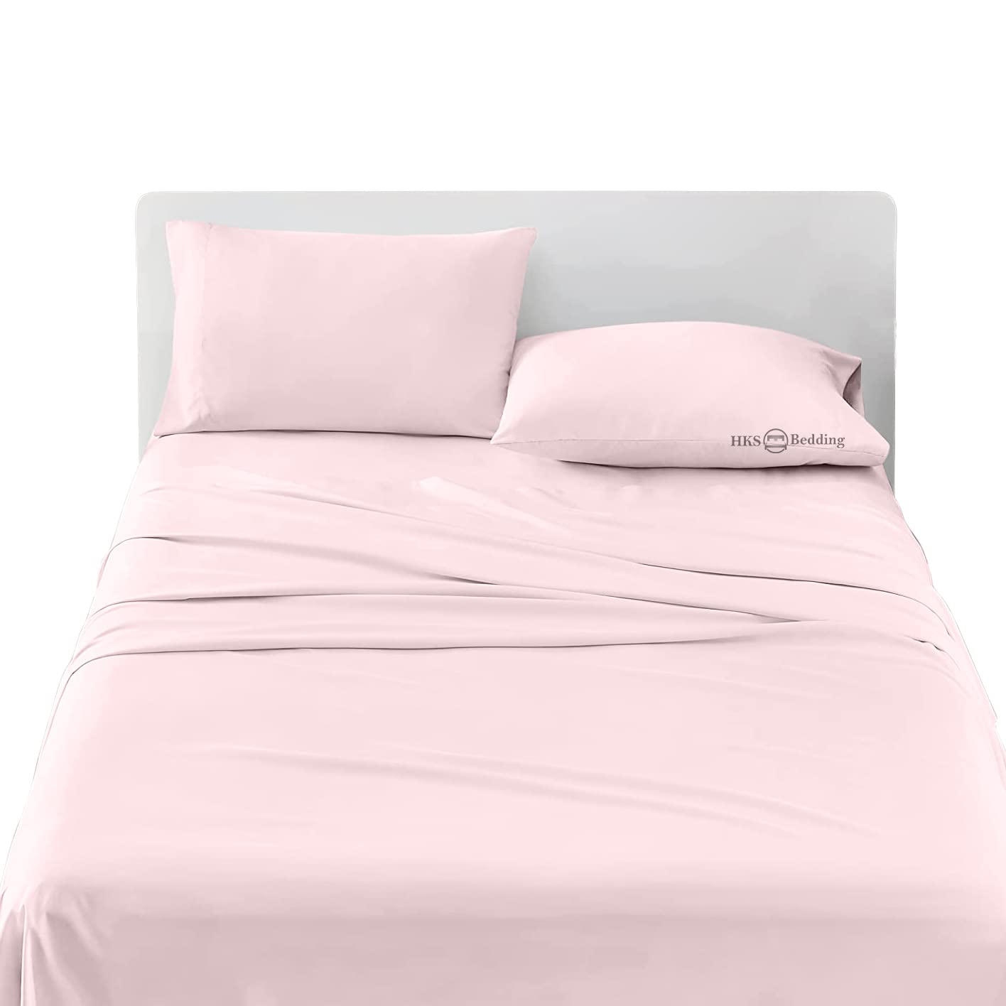 HKS BEDDING 100% Cotton 4-Piece Queen Sheet Set - 1000 Thread Count Luxury Bed Sheets for Deep Pocket Mattress (15 Inch), Soft & Comfortable, Pink Solid Color - Perfect for Master Bedroom, Guest Room & Hotel Use