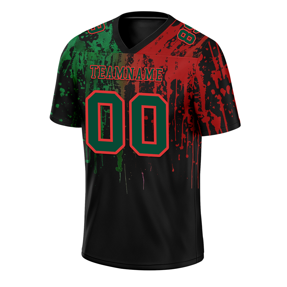 Custom Green & Red Graffiti Football Jersey - Personalized Authentic Soccer Uniform FBJ02 for Fans, Streetwear & Game Day Outfits