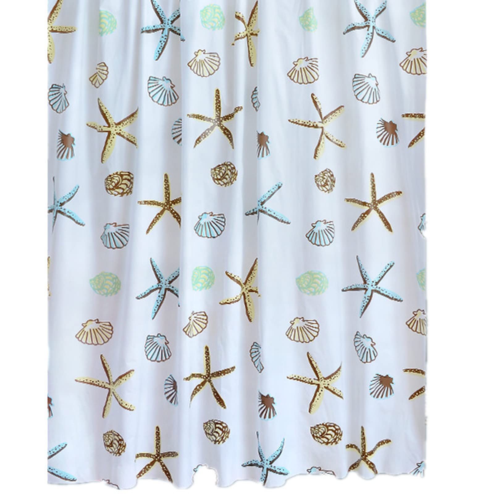 Ocean Theme Waterproof Beach Shower Curtain Set with Seashells & Starfish Design - 71x79 Inch Coastal Bathroom Decor for Bathrooms, Beach Houses & Vacation Rentals