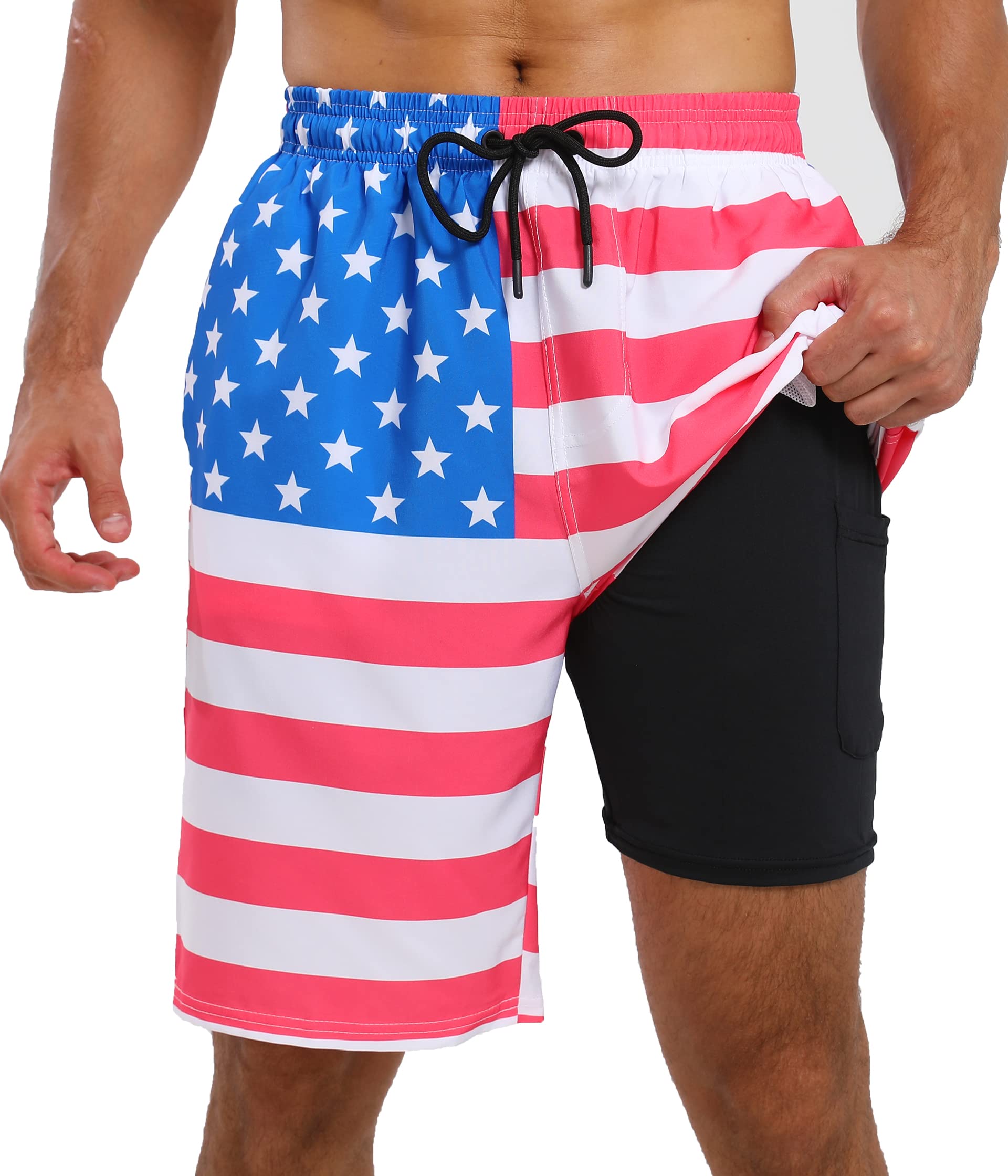 **XSKJY Men's Quick Dry Swim Trunks with Compression Liner - Comfortable Beach Shorts for Swimming, Surfing & Summer Sports | Ideal for Pool, Ocean & Water Activities**