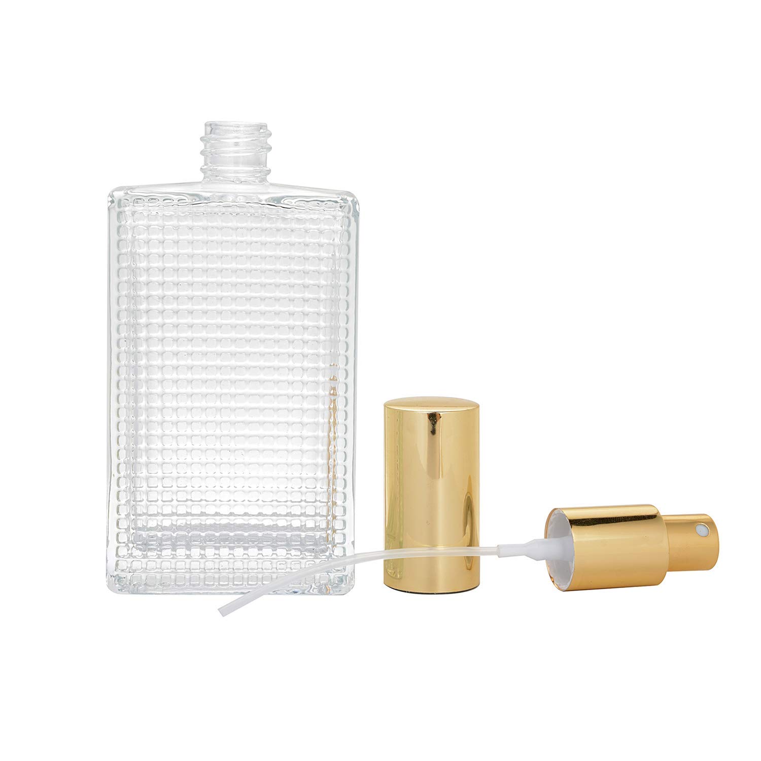 100ml Refillable Glass Bottle with Spray Pump & Cap - Perfect for DIY Perfume, Essential Oils, Lotion & Rose Water - Travel-Friendly Gold Container - Ideal for Home, Office & Travel Use