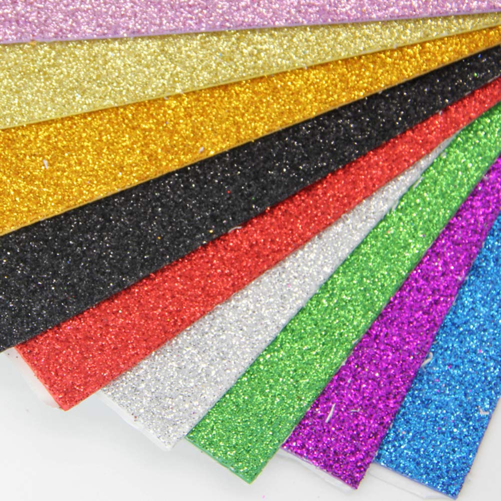 DOITOOL 10pcs Glitter Sponge Art Decal Sheets for Bogg Bags - DIY Craft Decal Paper for School Projects, Party Decor & Gift Wrapping