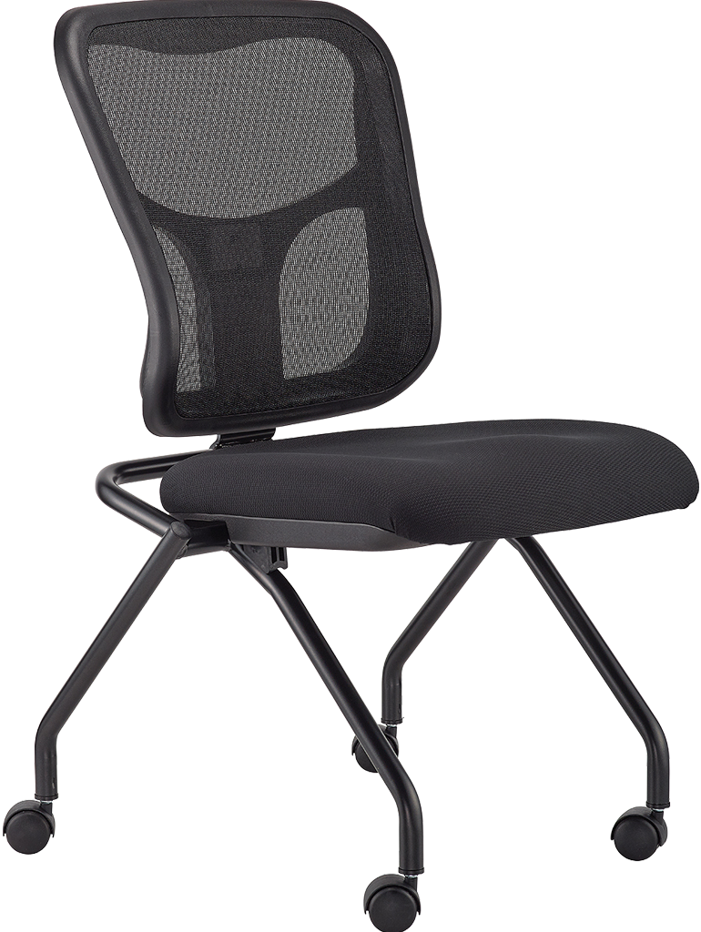 Eurotech Flip Mesh Fabric Office Chair with Casters, No Arms, Black (NT1000) - 2 Pack - Ergonomic Desk Chair for Home & Office Workspace