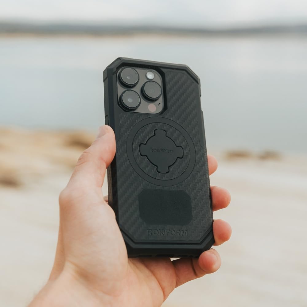 Rokform Rugged Series Magnetic Case for iPhone 15 Pro - Drop Tested Armor with RokLock Twist Lock, Black - Perfect for Outdoor Adventures and Active Lifestyles