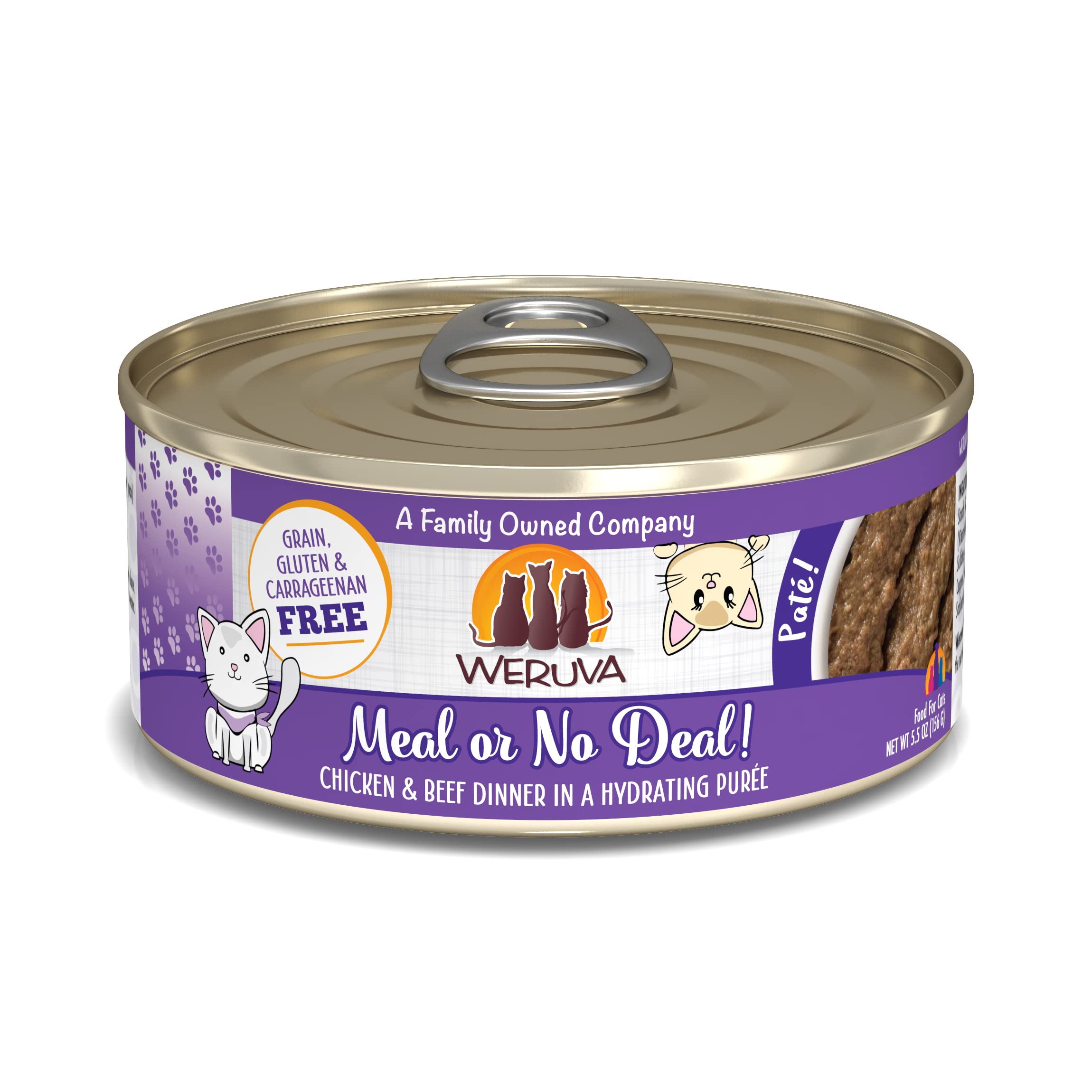 Weruva Wet Cat Food - Chicken and Beef Pate in 5.5oz Cans (Pack of 8) | Grain-Free, High Protein Meal for Adult Cats | Perfect for Picky Eaters & Daily Feeding Routine