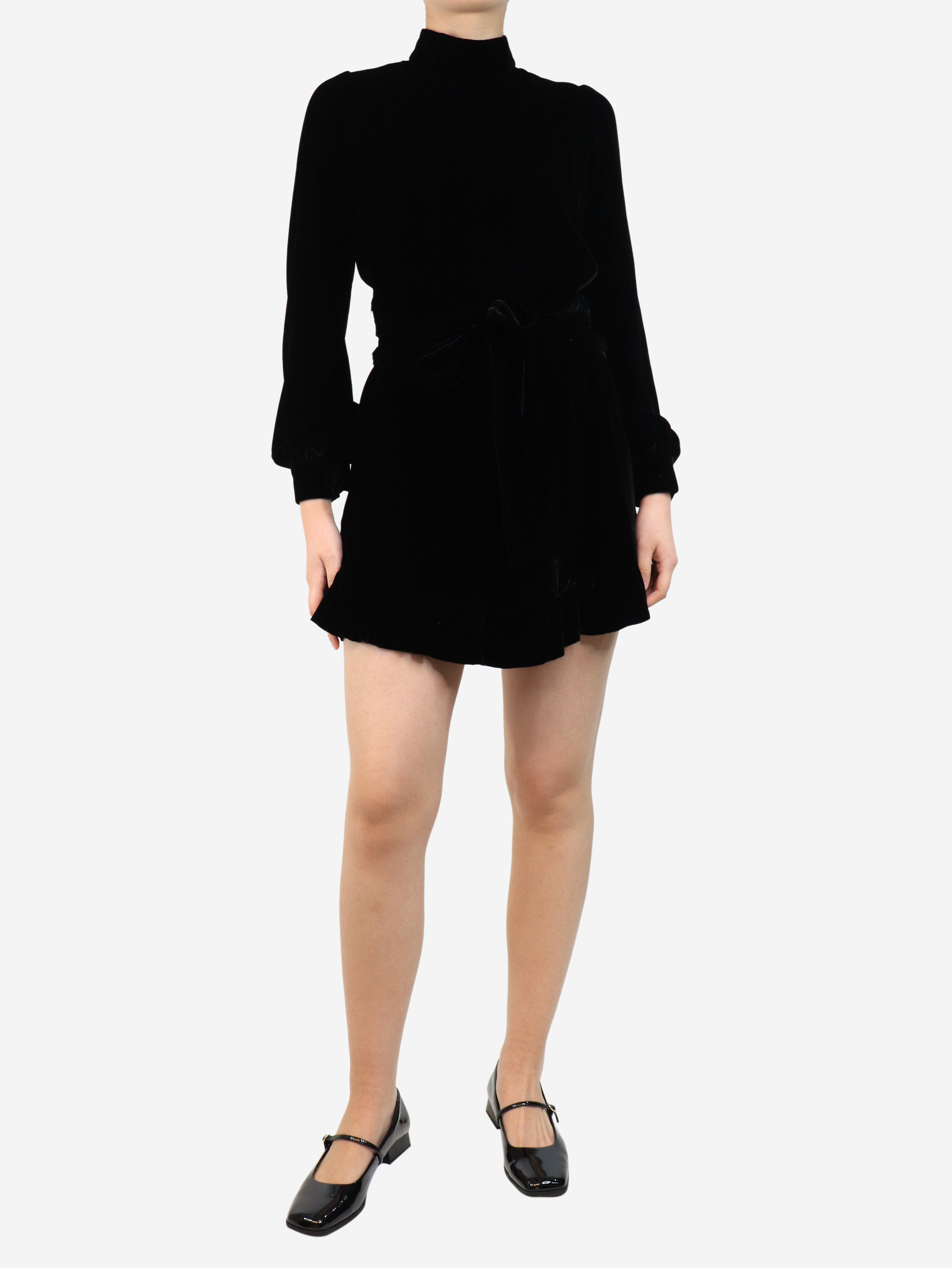 Black Velvet High Neck Mini Dress - Size S | Elegant Party & Evening Wear for Women
