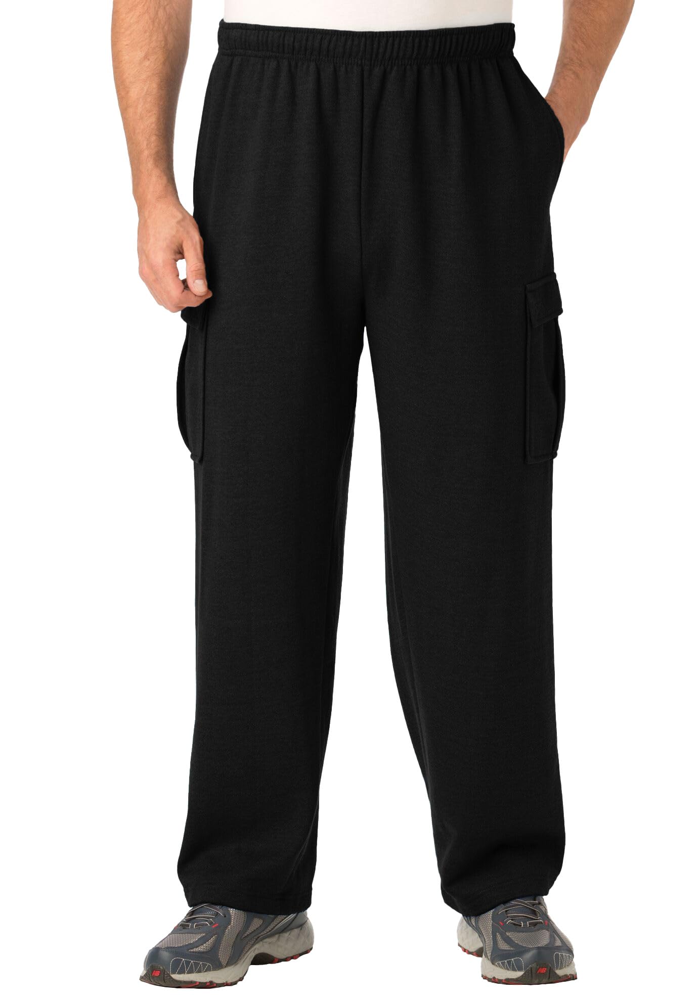 KingSize Men's Big & Tall Fleece Cargo Sweatpants - Comfortable Winter Joggers with Pockets for Lounge, Workout & Outdoor Activities