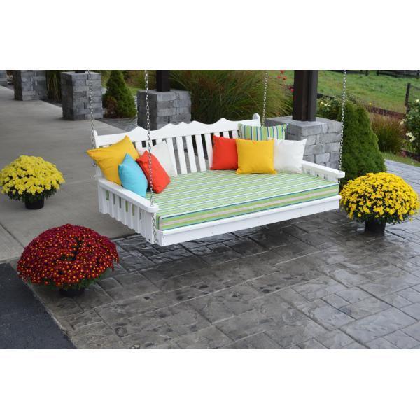 A & L Furniture Poly Royal English Swing Bed - Outdoor Patio Hanging Bed for Garden, Porch, and Backyard Relaxation