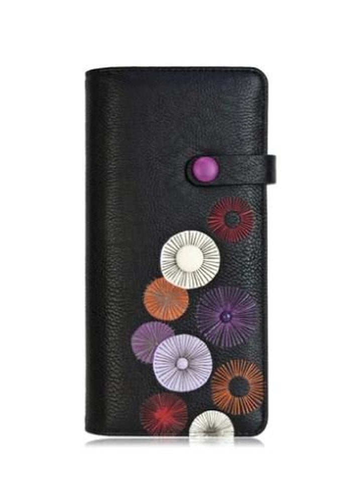 Espe Floret Long Wallet for Women - Slim RFID Blocking Leather Bifold Wallet with Multiple Card Slots - Perfect for Travel, Shopping, and Everyday Use